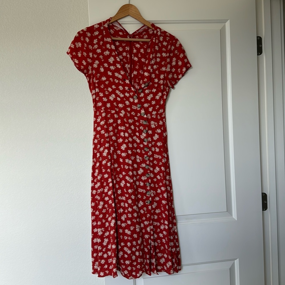 MADEWELL RED FLORAL DRESS